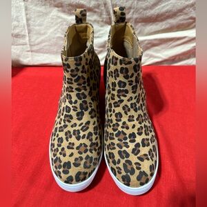 Trish Lucia Leopard Print High Top Wedges